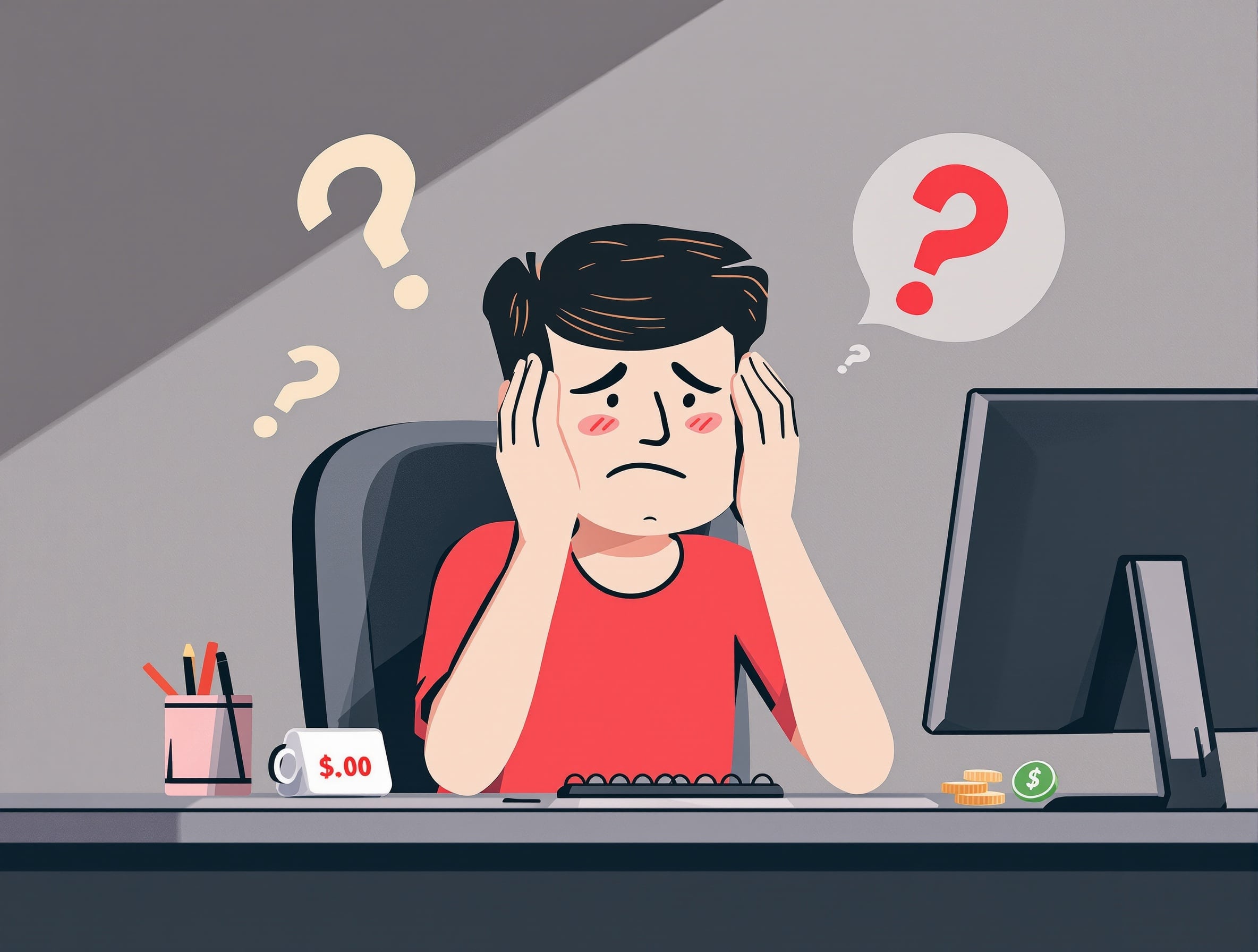 Frustrated freelancer struggling with pricing